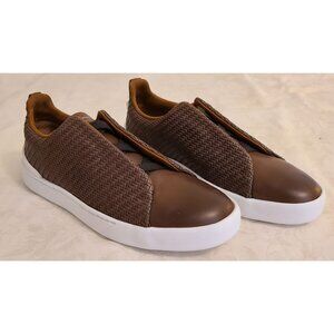 Ermenegildo Zegna Couture Woven Leather Slip-On Sneakers Brown US 11 EU 10
